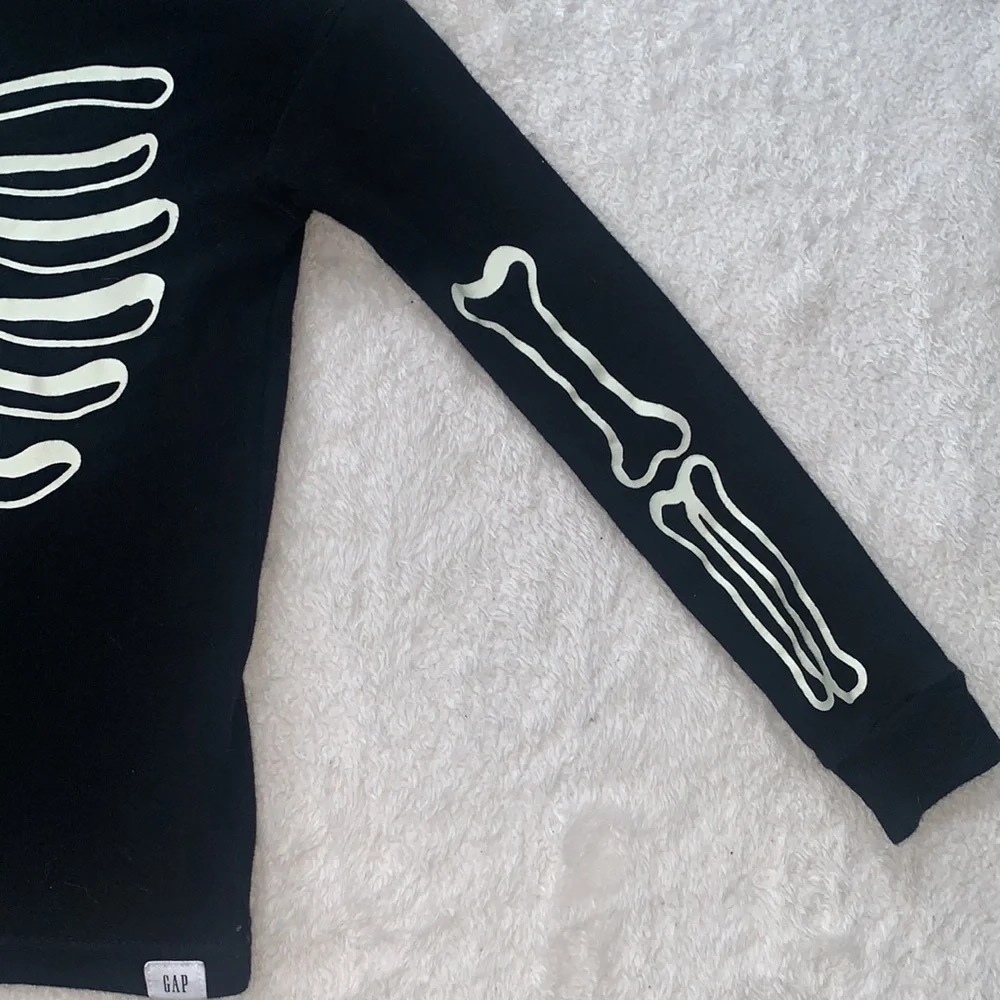 GAP Glow In The Dark Skeleton Pajama Top Shirt 5 EUC